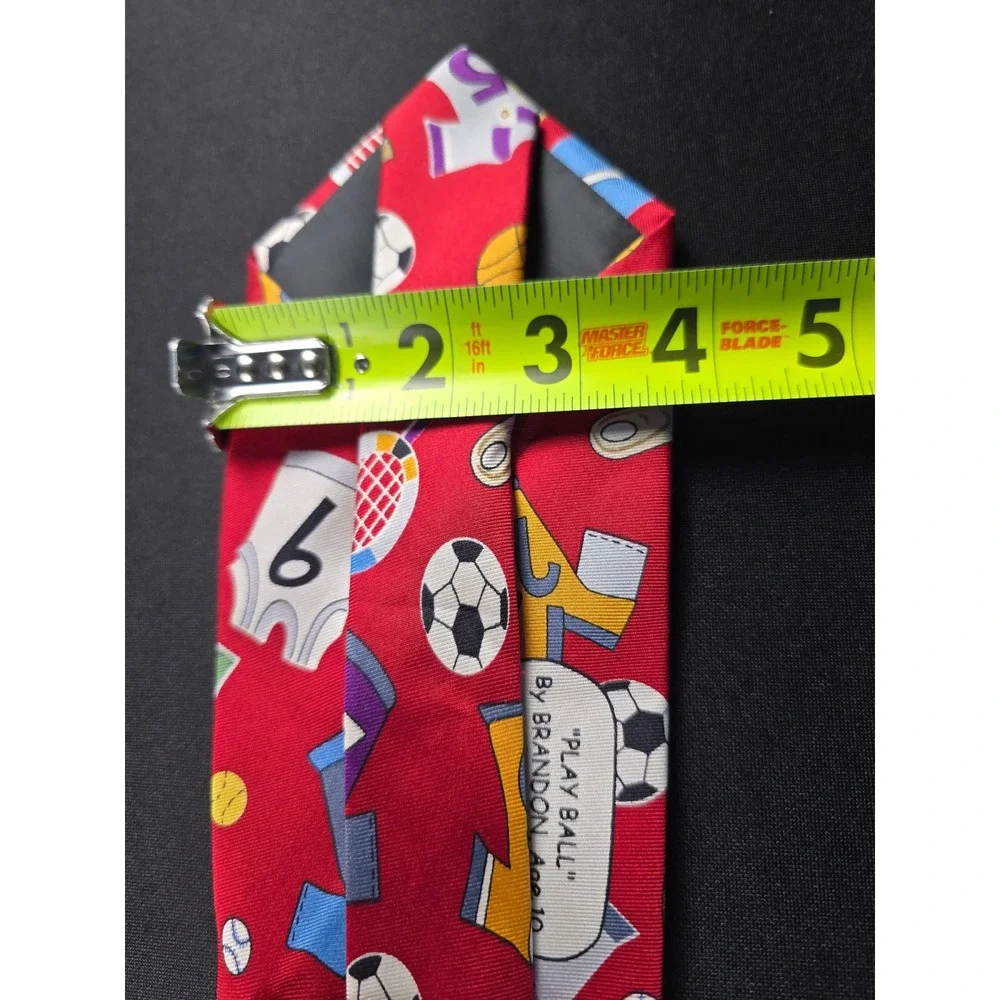 Save the Children Originals Silk Tie Red Sports Play Ball Brandon Randa Corp